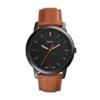 Montre minimaliste à trois aiguilles en cuir marron clair Montre minimaliste à trois aiguilles en cuir marron clair