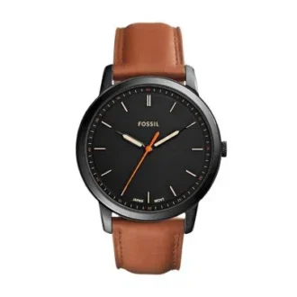 Montre minimaliste à trois aiguilles en cuir marron clair