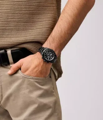 Montre multifonction Autocross en acier inoxydable noir