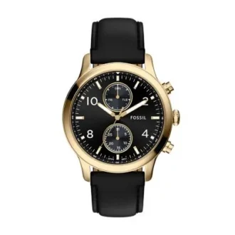 Montre multifonction Bennett en cuir noir