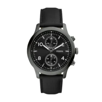 Montre multifonction Bennett en cuir noir Montre multifonction Bennett en cuir noir