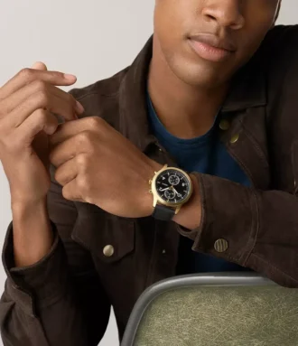 Montre multifonction Bennett en cuir noir