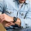 Montre multifonction Bennett en cuir noir