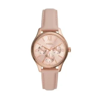 Montre multifonction en cuir rose Rye