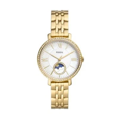 Montre multifonction Jacqueline Sun Moon en acier inoxydable doré Montre multifonction Jacqueline Sun Moon en acier inoxydable doré
