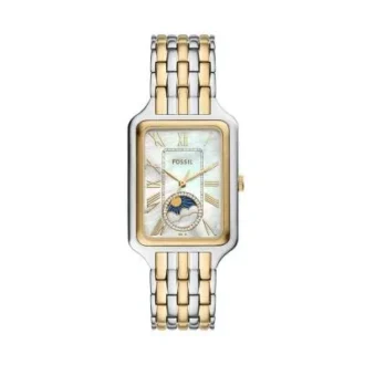 Montre multifonction Raquel Sun Moon en acier inoxydable bicolore