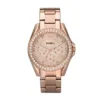 Montre multifonction Riley en acier inoxydable doré rose Montre multifonction Riley en acier inoxydable doré rose