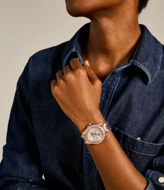 Montre multifonction Riley en acier inoxydable doré rose