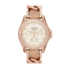 Montre multifonction Riley en cuir couleur or rose et sable