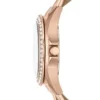 Montre multifonction Riley en cuir couleur or rose et sable