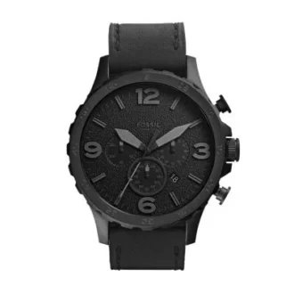Montre Nate Chronograph en cuir noir