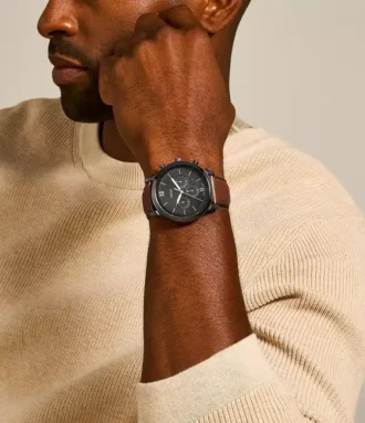 Montre Neutra Chronograph en cuir ambré