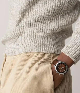 Montre Neutra Chronograph en cuir marron