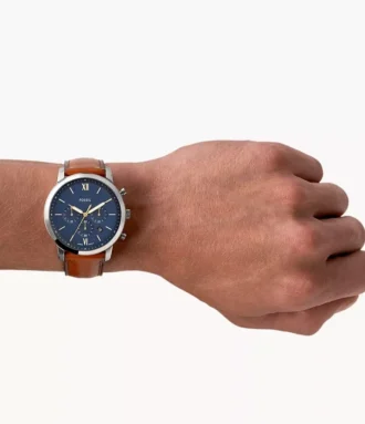 Montre Neutra Chronograph en cuir marron