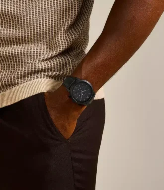 Montre Neutra Chronograph en cuir noir