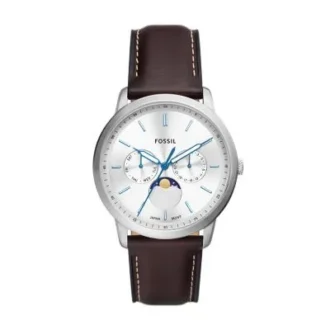Montre Neutra Moonphase multifonction en cuir marron
