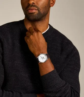 Montre Neutra Moonphase multifonction en cuir marron