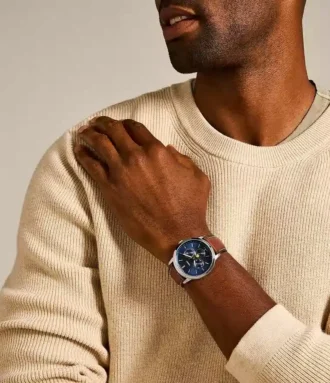 Montre Neutra Moonphase multifonction en cuir marron