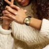 Montre Nick Jonas x Fossil Machine Luxe à trois aiguilles en cuir croco noir