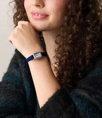 Montre Raquel Mini à deux aiguilles en velours bleu