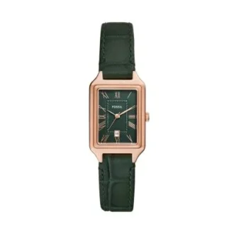 Montre Raquel à trois aiguilles avec date, cuir Croco LiteHide™ vert