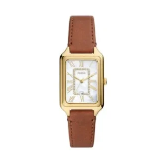 Montre Raquel à trois aiguilles avec date, cuir marron moyen