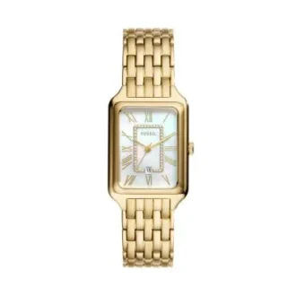 Montre Raquel à trois aiguilles avec date, en acier inoxydable doré
