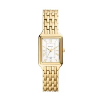 Montre Raquel à trois aiguilles avec date, en acier inoxydable doré
