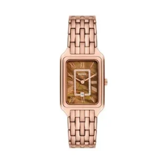 Montre Raquel à trois aiguilles avec date, en acier inoxydable doré rose