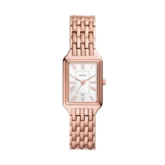 Montre Raquel à trois aiguilles avec date, en acier inoxydable doré rose