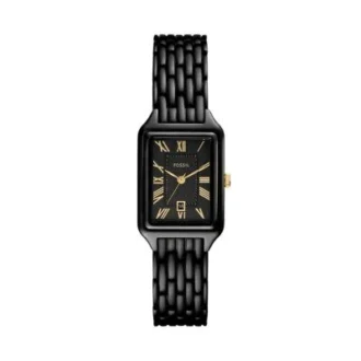Montre Raquel à trois aiguilles et date en acier inoxydable noir