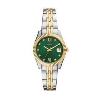 Montre Scarlette à trois aiguilles et date, en acier inoxydable bicolore