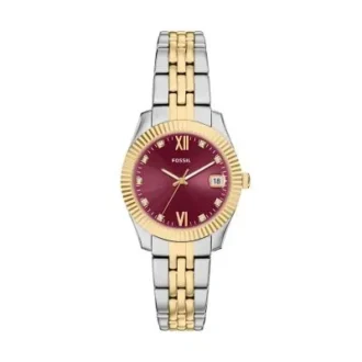 Montre Scarlette à trois aiguilles et date, en acier inoxydable bicolore