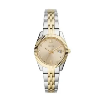 Montre Scarlette à trois aiguilles et date, en acier inoxydable bicolore