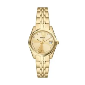 Montre Scarlette à trois aiguilles et date en acier inoxydable doré