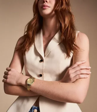 Montre Scarlette à trois aiguilles et date en acier inoxydable doré