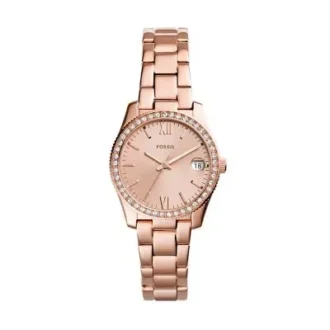 Montre Scarlette à trois aiguilles et date en acier inoxydable doré rose