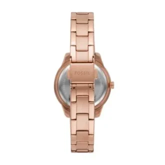 Montre Stella à trois aiguilles avec date, en acier inoxydable doré rose