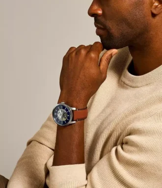 Montre Townsman 48 mm automatique en cuir marron clair