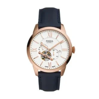 Montre Townsman automatique en cuir bleu marine
