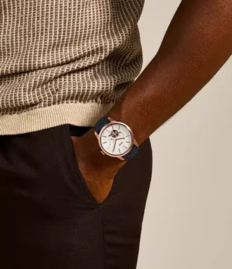 Montre Townsman automatique en cuir bleu marine