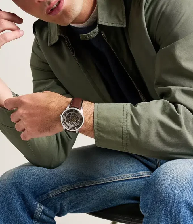 Montre Townsman automatique en cuir marron