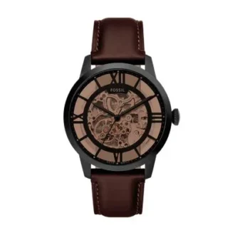 Montre Townsman automatique en cuir marron foncé