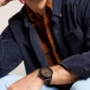 Montre Townsman automatique en cuir marron foncé