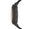 Montre à trois aiguilles avec date, en cuir LiteHide™ marron foncé