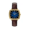 Nick Jonas x Fossil Machine Luxe Blue Vignette Montre à trois aiguilles en cuir croco marron