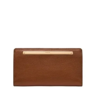 Portefeuille mince à deux volets en cuir Liza