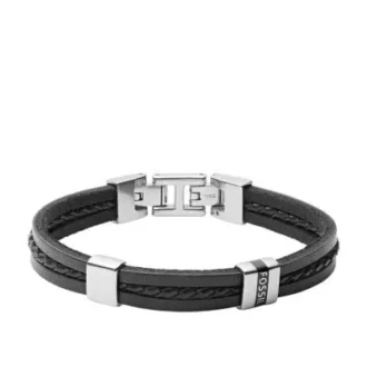 Townsman Leather Essentials Bracelet à plusieurs rangs en cuir noir