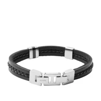 Townsman Leather Essentials Bracelet à plusieurs rangs en cuir noir